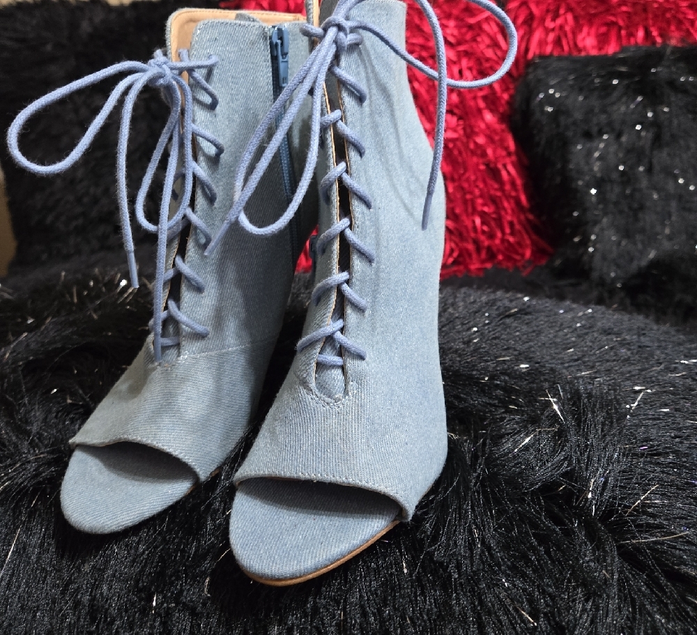 Stylish Blue Lace-Up Women's Shoes - Picture 4 of 4